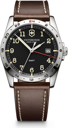 Swiss Army 566 Victorinox Swiss Army Infantry Large GMT Watch with Brown Leather Strap