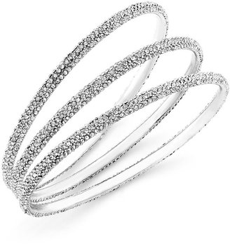 ABS by Allen Schwartz Bracelet Set, Silver-Tone Pave Crystal Bangle Bracelets