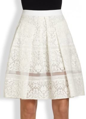 Rebecca Taylor Pleated Lace Skirt