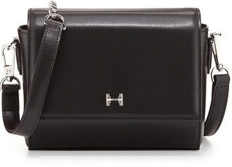 Halston Structured Mini Leather Crossbody Bag, Black