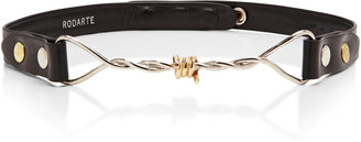 Rodarte Leather Belt with Barbed Wire Buckle