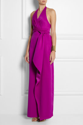 Halston Draped double-faced satin gown