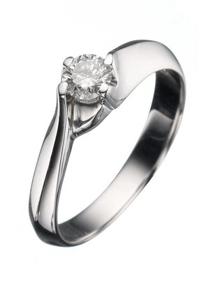 Love DIAMOND 9 Carat White Gold 25 Point Diamond Raised Shank Solitaire Ring