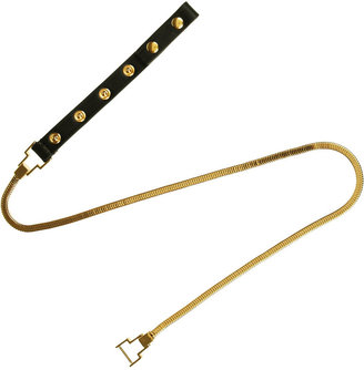 Lanvin Gold-toned chain and leather skinny belt