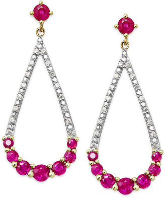 Ruby (1-1/10 ct. t.w.) and Diamond (1/10 ct. t.w.) Drop Earrings in 14k Gold