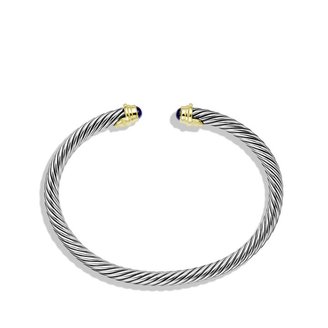 David Yurman Cable Kids September Birthstone Small Bracelet with Sapphire and Gold