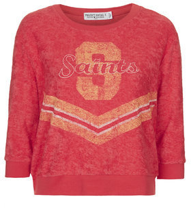 Topshop Womens Saints Towelling Sweat by Project Social Tee - Red