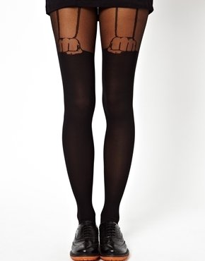 ASOS Hand Suspender Over The Knee Tights - black