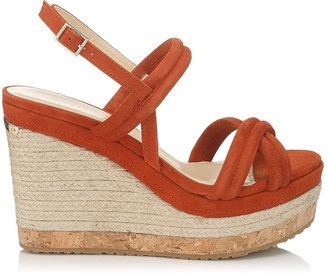 Jimmy Choo Nomad Tabasco Suede Cork and Espadrille Wedges