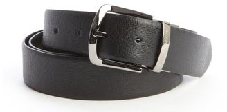 Emporio Armani black leather silver buckle reversible belt