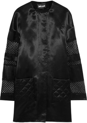 Just Cavalli Embroidered tulle and satin-twill coat