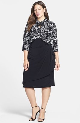 Alex Evenings Sequin Patterned Dress & Jacket (Plus Size)