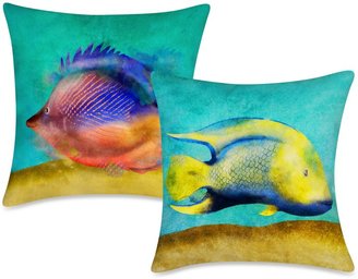 Bed Bath & Beyond Square Fish Print Outdoor Throw Pillow