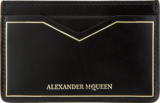 Alexander McQueen Black Leather Gold Trim Card Holder