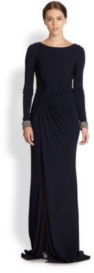 David Meister Jersey Cutout-Back Gown