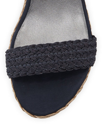 Stuart Weitzman Alexlo Crochet Wedge Sandal, Navy