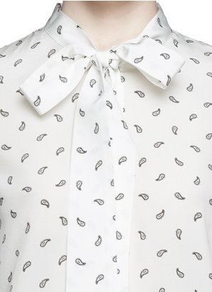 Nobrand Paisley print tie collar silk shirt