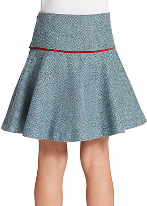 Oscar de la Renta Girl's Scalloped Tweed Skirt