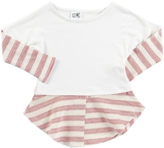 Erge Striped Terry Top (Toddler/Kid)-Heather Gray/Pink-5