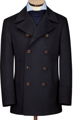 Charles Tyrwhitt Navy Italian wool cashmere Classic fit bridge coat