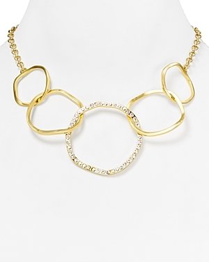 T Tahari Pave Circle Link Necklace, 14