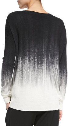 Vince Painted Ombre Knit Sweater, White/Black