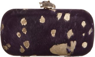 House Of Harlow Womens Danielle Handbag Clutch HB Purple Gold