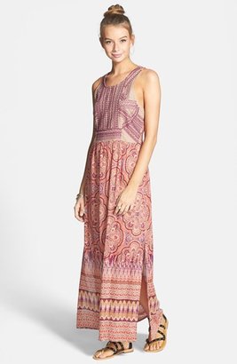 Angie Embroidered Print Maxi Dress (Juniors)