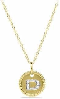David Yurman Initial Pendant with Diamonds in Gold on Chain