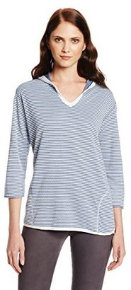 Anne Klein Women's Chambray Reversable Hoodie Double Knit Top