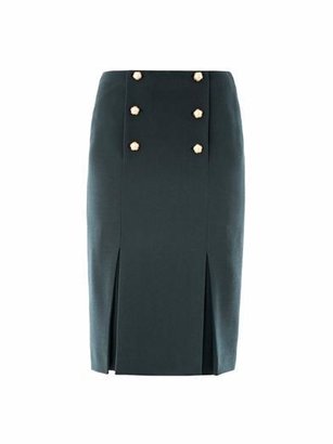Alexander McQueen Pearl button wool-crepe skirt