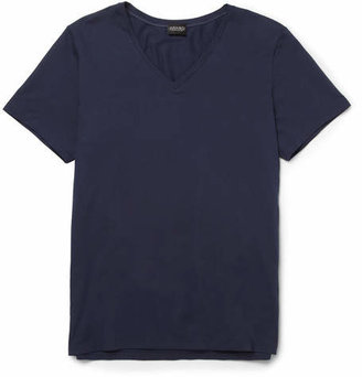 Hanro Superior Mercerised Stretch-cotton T-shirt - Navy