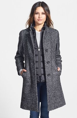 Cinzia Rocca Wool Blend Walking Coat with Removable Quilted Bib (Petite)
