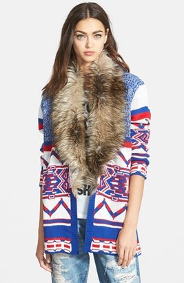 MinkPink 'Legends of the Forest' Cardigan Coat with Faux Fur Collar