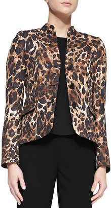 Lafayette 148 New York Andy Mandarin-Collar Leopard-Print Jacket