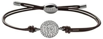 Fossil Crystal encrusted 'Iconic Leather' brown leather bracelet