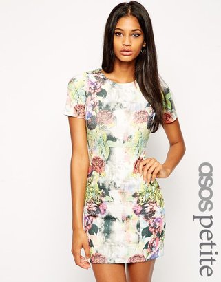 ASOS PETITE Mirror Print Textured Floral Body-Conscious Dress