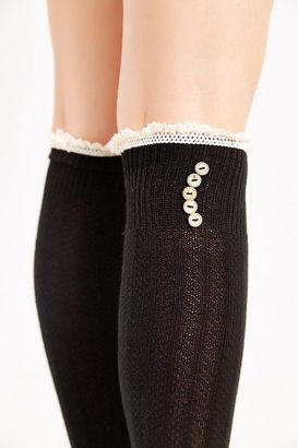 Urban Outfitters Crochet Button-Cuff Knee-High Sock