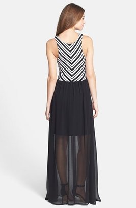 Nordstrom FELICITY & COCO Stripe Jersey & Chiffon Maxi Dress Exclusive)