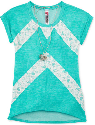Beautees Girls' Lace Chevron Top