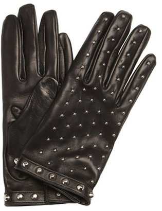 Prada nero black leather studded gloves