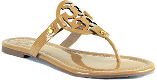 Tory Burch Miller - Sand Patent Logo Thong Sandal