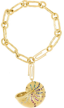 Aurélie Bidermann Fine Jewelry 18-karat gold multi-stone shell charm bracelet