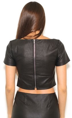 Olivaceous Vegan Leather Top in Black