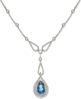 14k White Gold Necklace, London Blue Topaz (6-1/2 ct. t.w.) and Diamond (1-5/8 ct. w.) Pear Drop Pendant