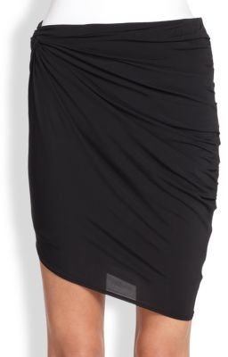Helmut Lang Faint Asymmetrical Draped/Ruched Stretch Jersey Skirt