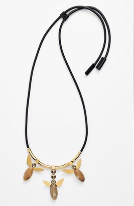 Marni Horn Pendant Leather Cord Bolo Necklace