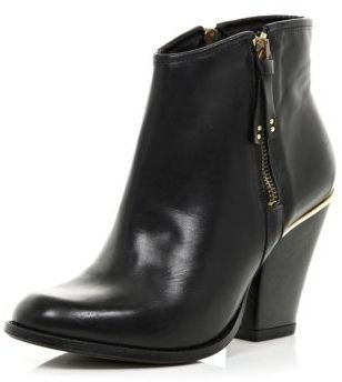 River Island Black side zip western ankle boots