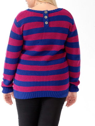 Forever 21 Plus Size Striped Button Back Sweater