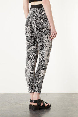Topshop Tribal Scribble Jersey Tapered Trousers